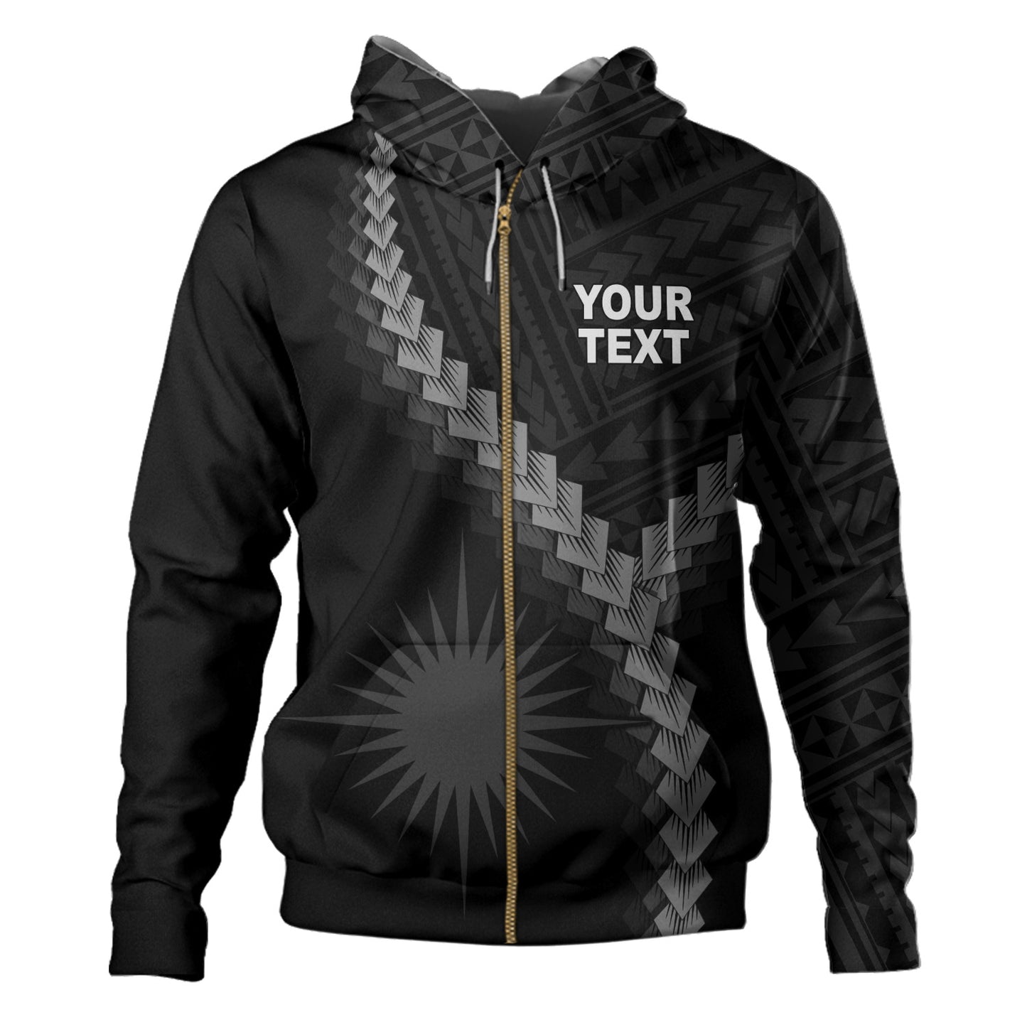 Marshall Islands Hoodie Coat Of Arm Polynesian Tattoo Style