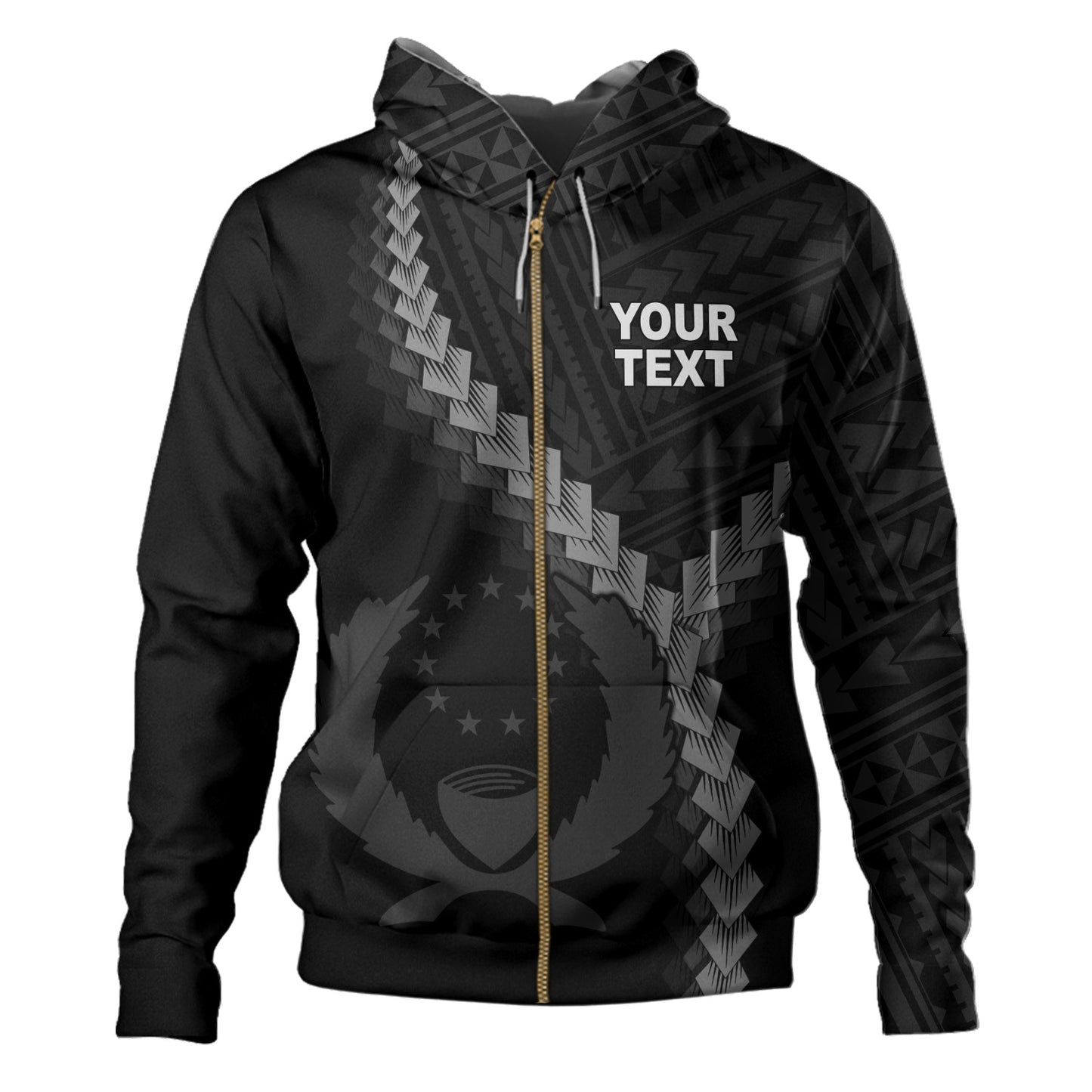 Pohnpei State Hoodie Coat Of Arm Polynesian Tattoo Style