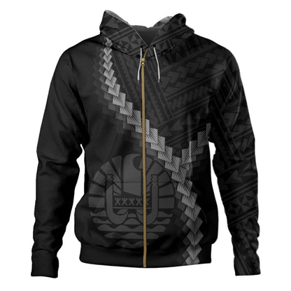 Tahiti Hoodie Coat Of Arm Polynesian Tattoo Style