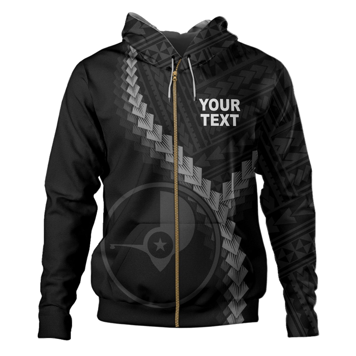 Yap State Hoodie Coat Of Arm Polynesian Tattoo Style