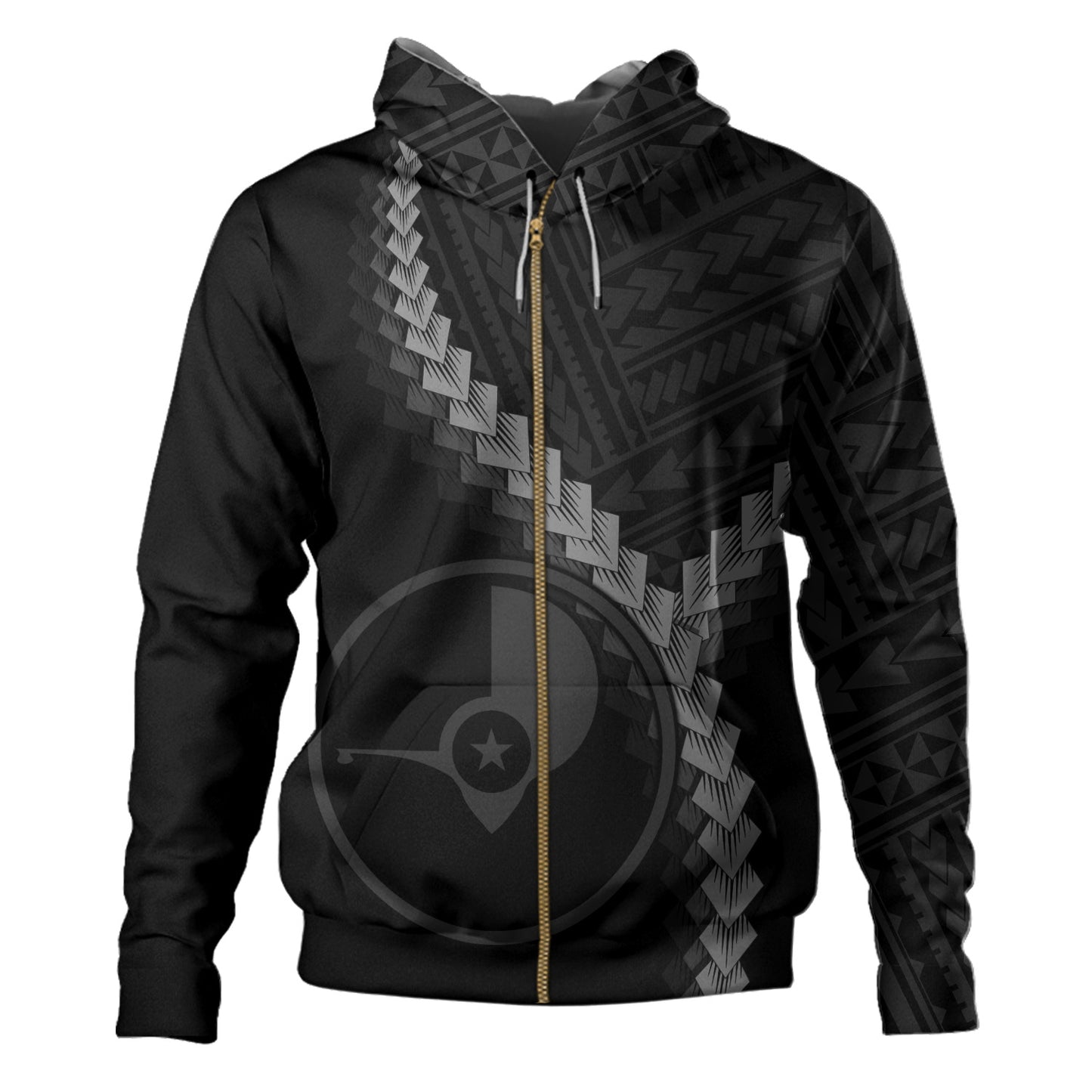 Yap State Hoodie Coat Of Arm Polynesian Tattoo Style
