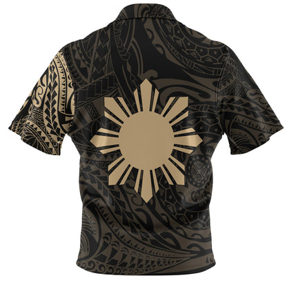 Philippines Filipinos Polynesian Tattoo Style Zip Polo Shirt