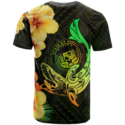 Hawaii Polynesian T-shirt - Custom Hawaii Sharks Tribal Patterns Green