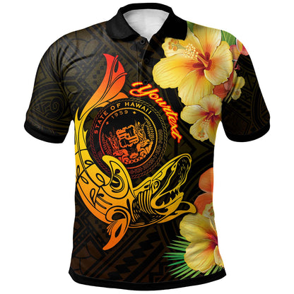 Hawaii Polynesian Polo Shirt - Custom Hawaii Sharks Tribal Patterns Orange