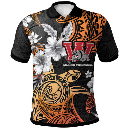 Hawaii Custom Personalised Polo Shirt - Waialua High & Intermediate School Tribal Pattern