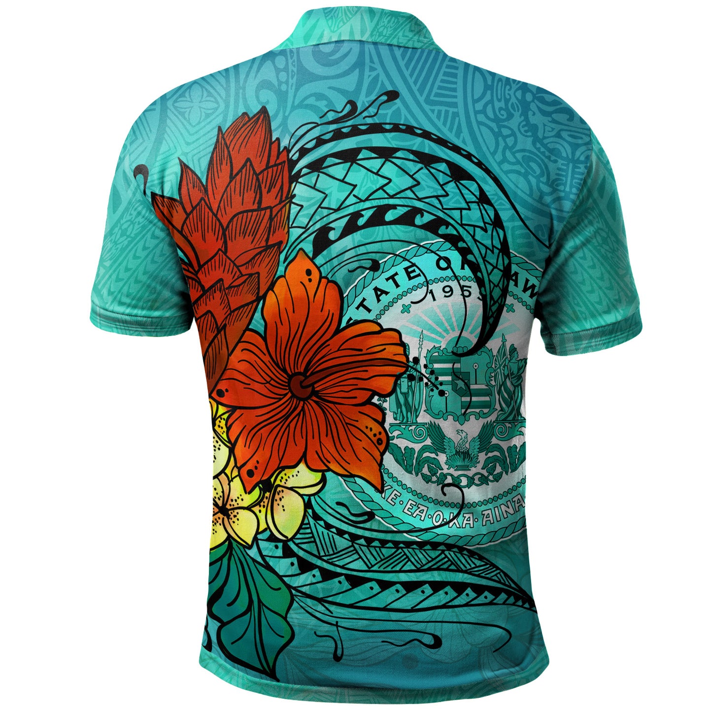 Hawaii Polo Shirt - Tropical Flowers Style