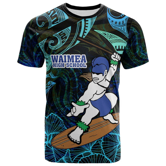 Hawaii Custom Personalised T-shirt - Waimea High School Surfer Polynesian Pattern