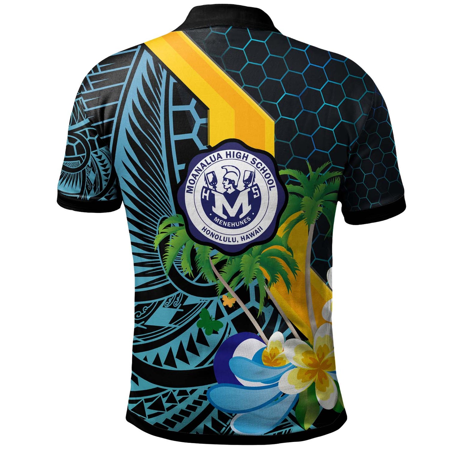 Hawaii Custom Polo Shirt - Moanalua High School Memehune Polynesian Tribal Pattern