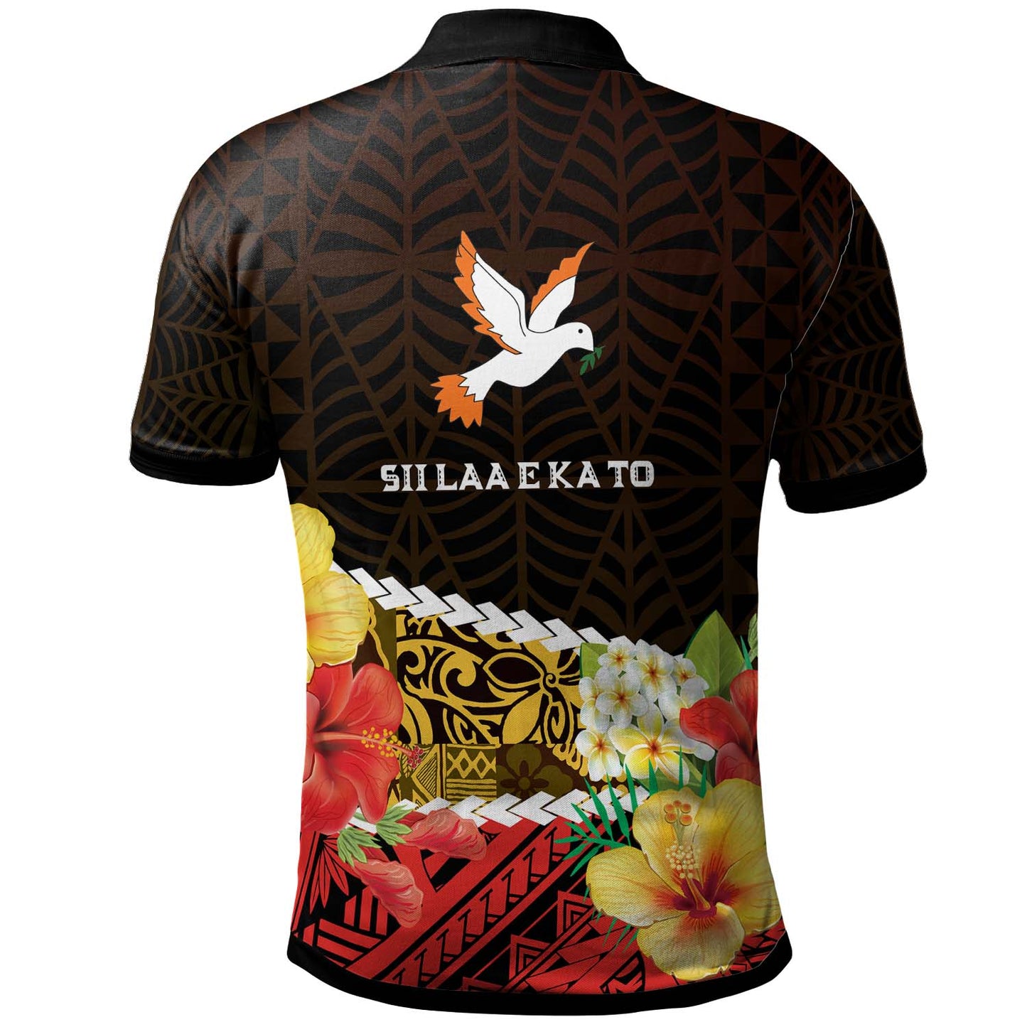 Tonga Custom Polo Shirt - Tailulu College Polynesian with Flower and Tonga Pattern