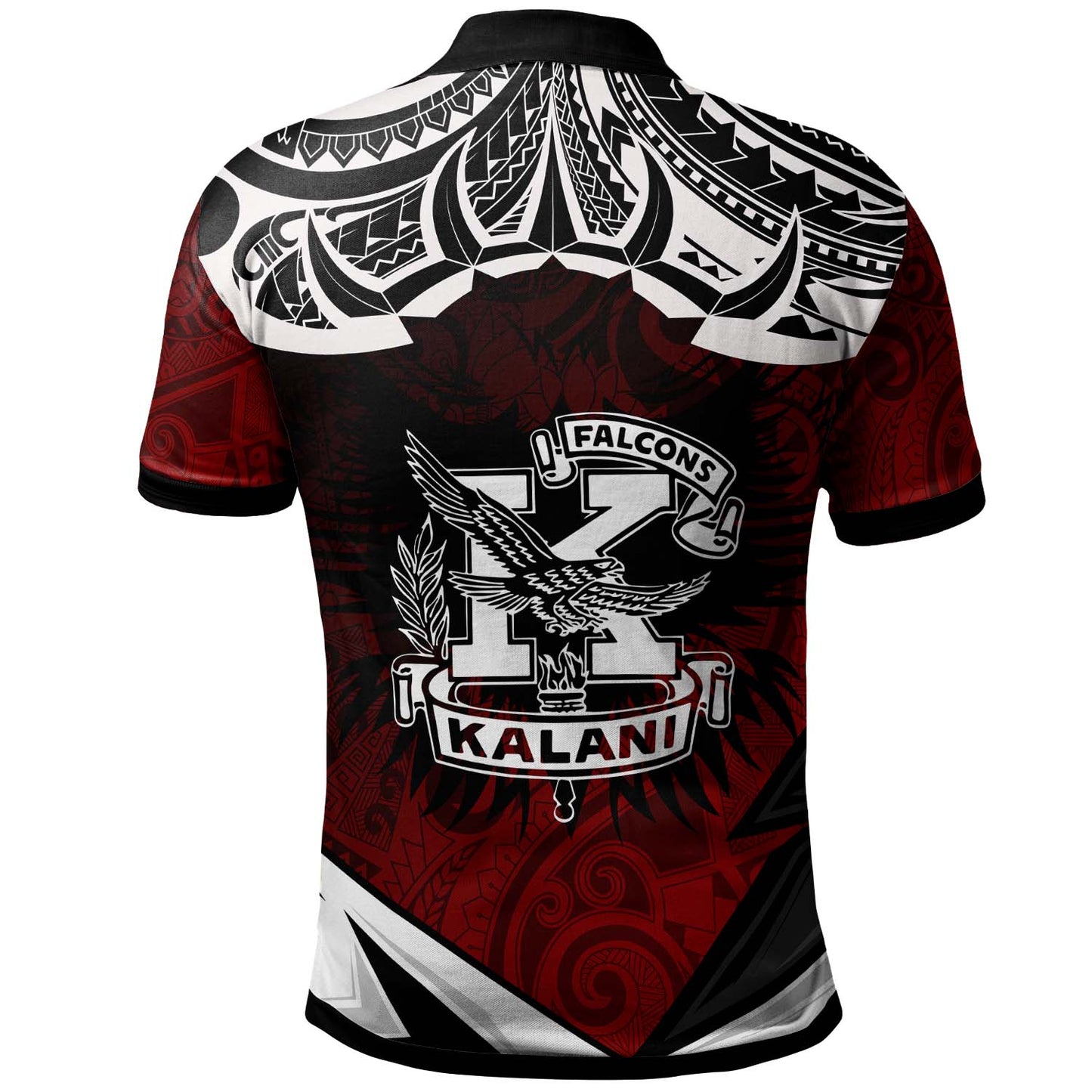 Hawaii Custom Polo Shirt - Kalani High School Red Falcon Polynesian Pattern Apparel