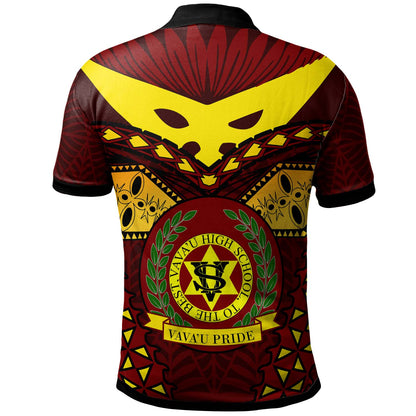 Tonga Custom Polo Shirt - Vava'u High Shool Tonga with Polynesian Patterns