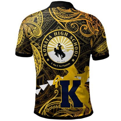 Hawaii Polynesian Polo Shirt - Kohala High School Cowboy with Polynesian Patterns