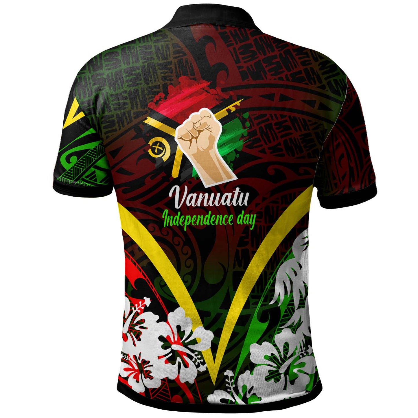 Vanuatu Polo Shirt - Vanuatu Independence Day Annivesary with Plumerian and Polynesian Patterns Polo Shirt