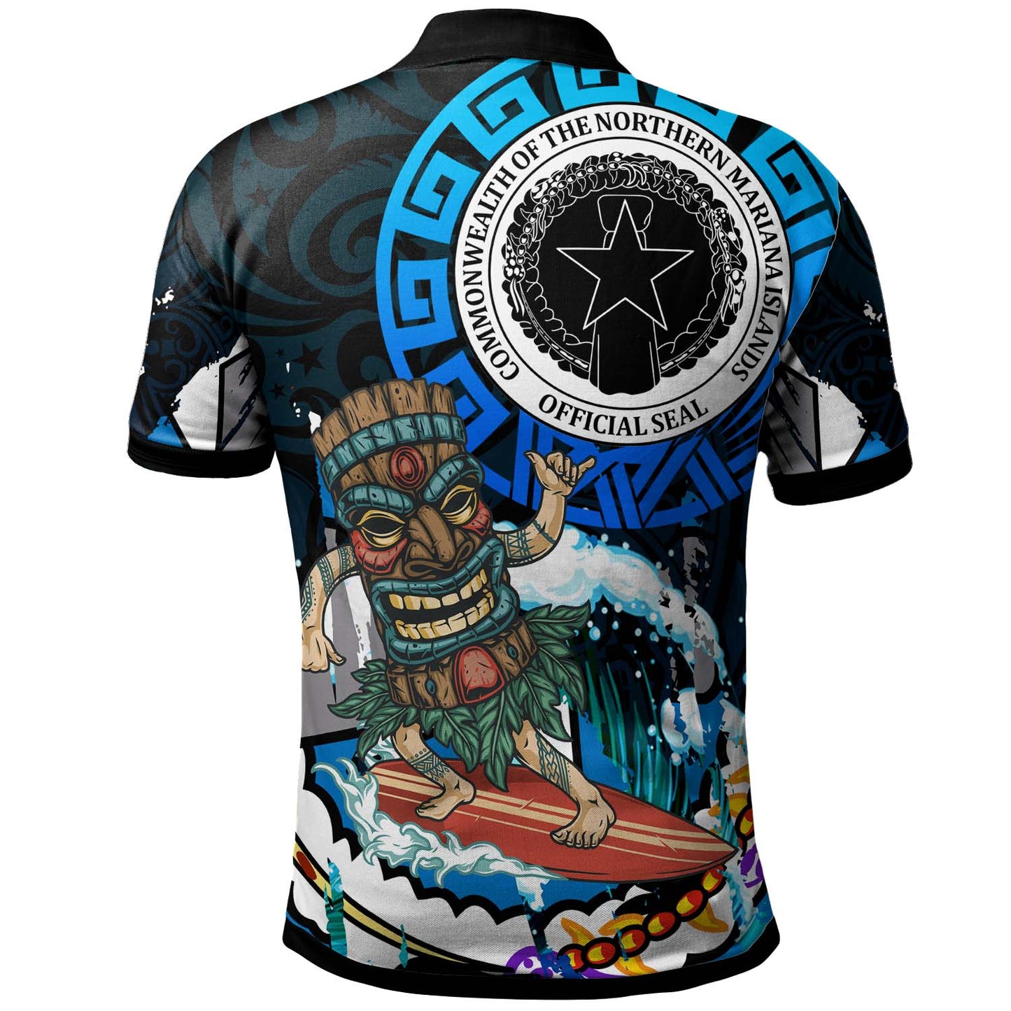 Northern Mariana Islands Polo Shirt - CNMI Polynesian Culture with Tiki Surf Style