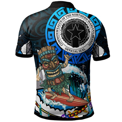 Northern Mariana Islands Polo Shirt - CNMI Polynesian Culture with Tiki Surf Style