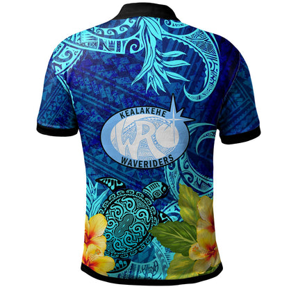 Hawaii Custom Polo Shirt - Kealakehe High School with Polynesian Patterns and Hibicus Flower