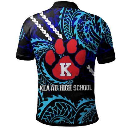 Hawaii Custom Polo Shirt - Keaau High School Cougars with Polynesian Patterns Galaxy