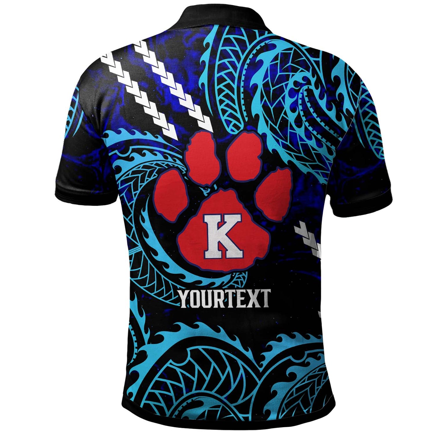 Hawaii Custom Polo Shirt - Keaau High School Cougars with Polynesian Patterns Galaxy