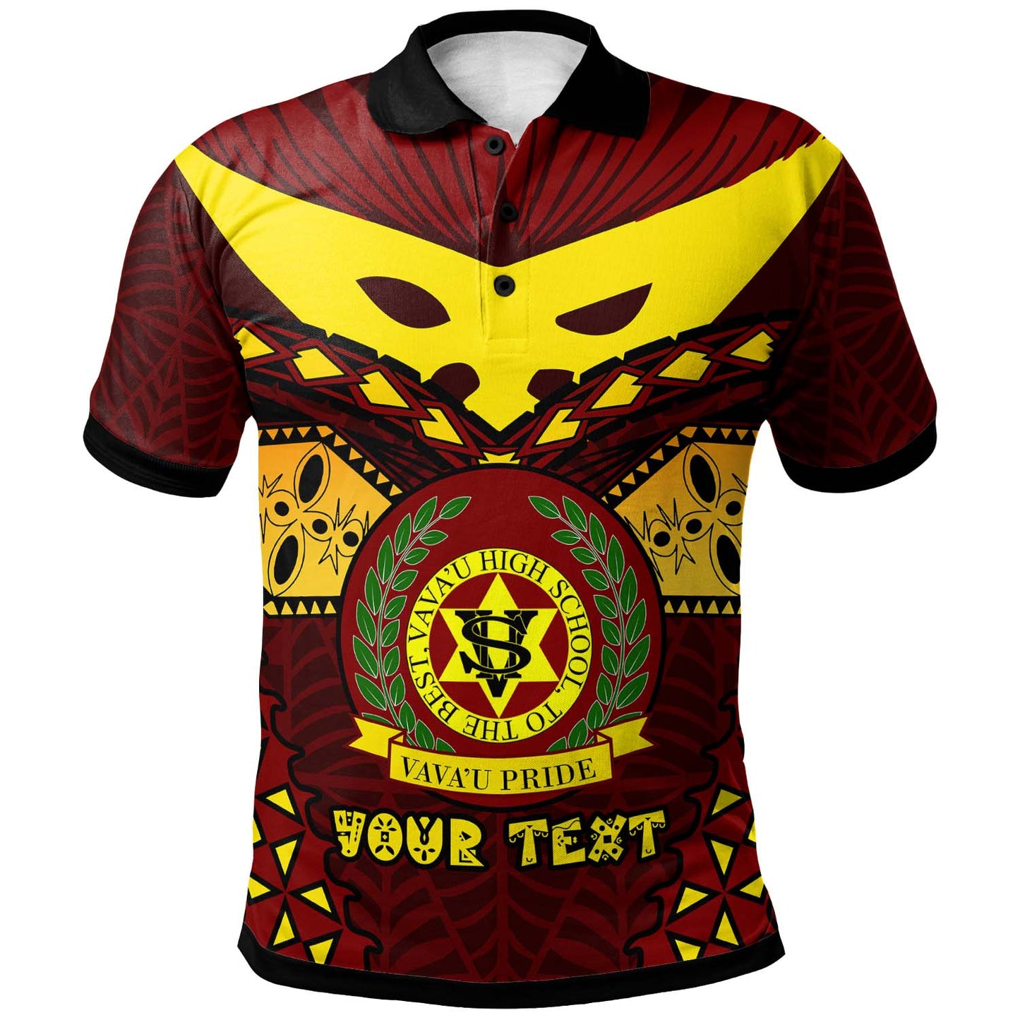 Tonga Custom Polo Shirt - Vava'u High Shool Tonga with Polynesian Patterns