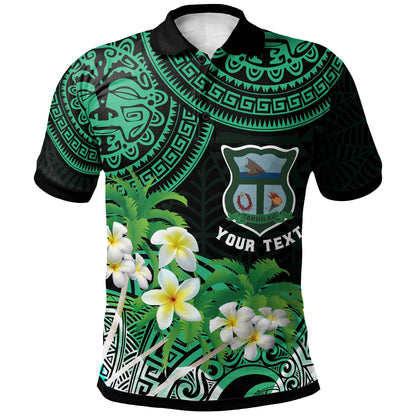 Tonga Custom Polo Shirt - Takuilau College with Polynesian Patterns and Plumeria Flower