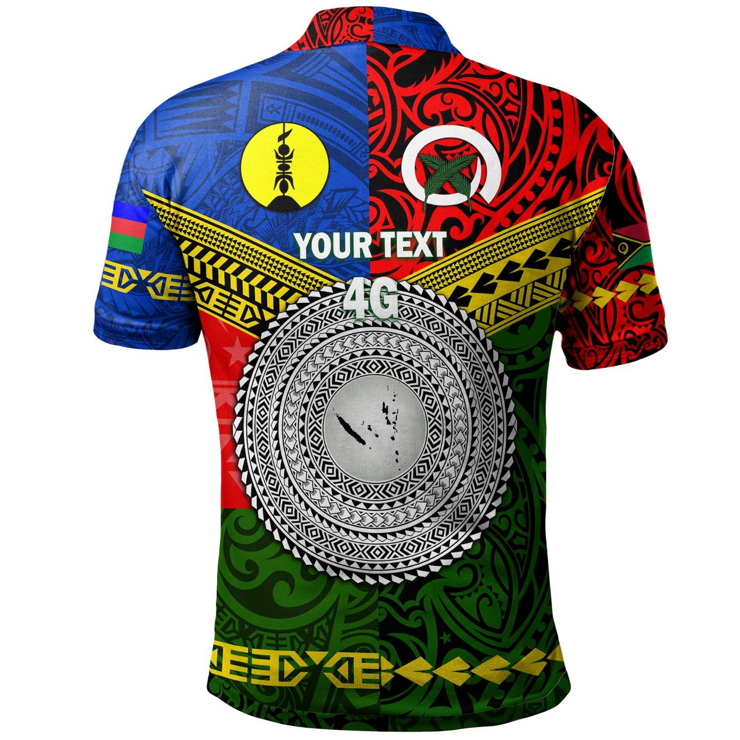 Vanuatu Polynesian Polo Shirt - Custom Personalised Vanuatu Kanaky Coat Of Arms Polynesian Polo Shirt