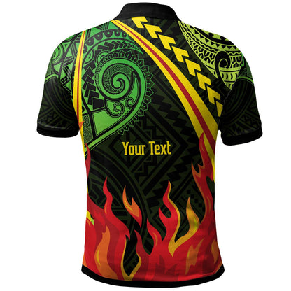 Hawaii Custom Polo Shirt - Honokaa High And Intermediate School Polynesian Pattern Fire