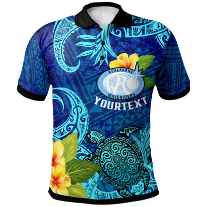 Hawaii Custom Polo Shirt - Kealakehe High School with Polynesian Patterns and Hibicus Flower