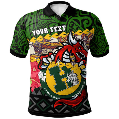 Hawaii Custom Personalised Polo Shirt - Hana High & Intermediate School Dragon Polynesian Pattern
