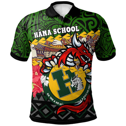 Hawaii Custom Personalised Polo Shirt - Hana High & Intermediate School Dragon Polynesian Pattern