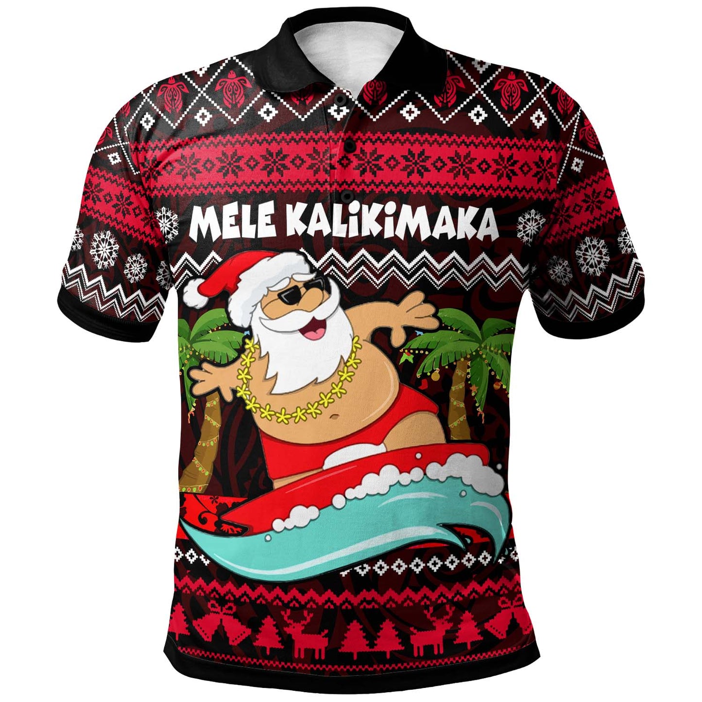 Hawaii Polynesian Polo Shirt - Custom Happy Mele Kalikimaka Christmas Polynesian Polo Shirt