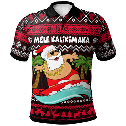 Hawaii Polynesian Polo Shirt - Custom Happy Mele Kalikimaka Christmas Polynesian Polo Shirt