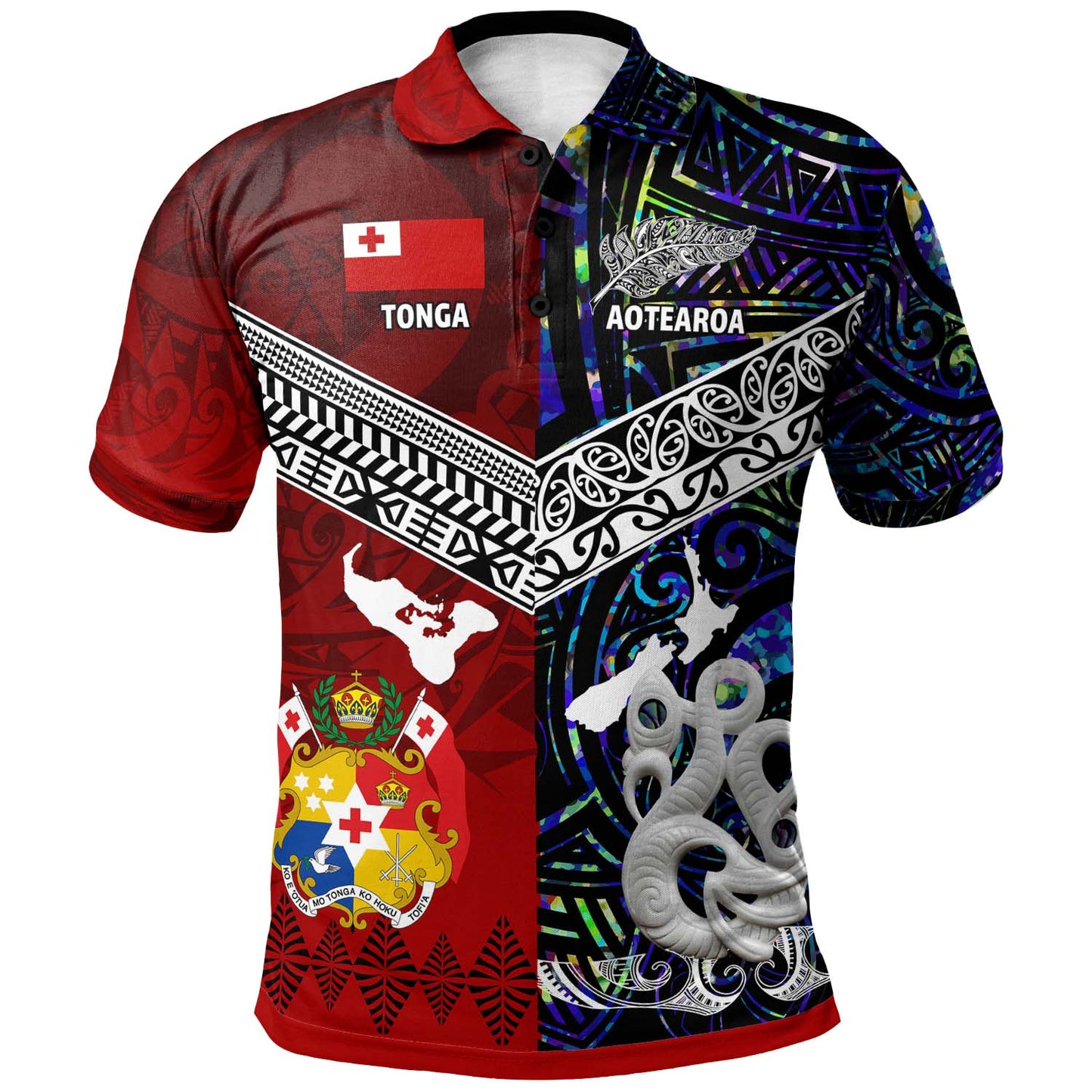 Tonga Polynesian Polo Shirt - Tonga And Aotearoa Polynesian Coat Of Arms Polo Shirt