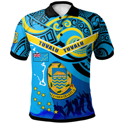 Tuvalu Polynesian Day Polo Shirt - Custom Happy Tuvalu Independence Day with Polynesian Culture Polo Shirt
