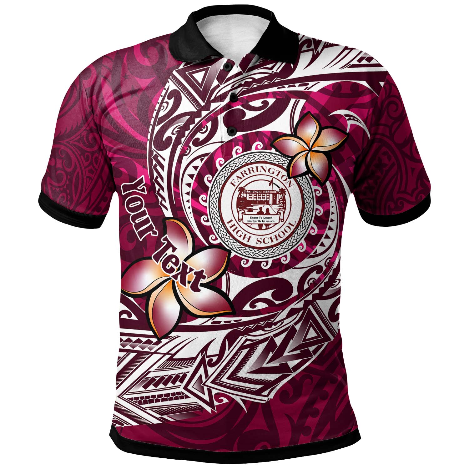 Hawaii Custom Personalised Polo Shirt - Farrington High School Maroon Polynesian Patterns