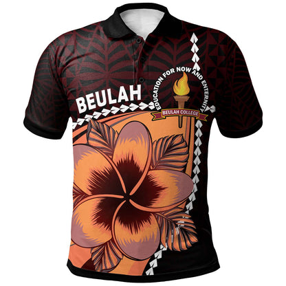 Tonga Custom Personalised Polo Shirt - Beulah College Polynesian Pattern with Flower Tribal Polo Shirt