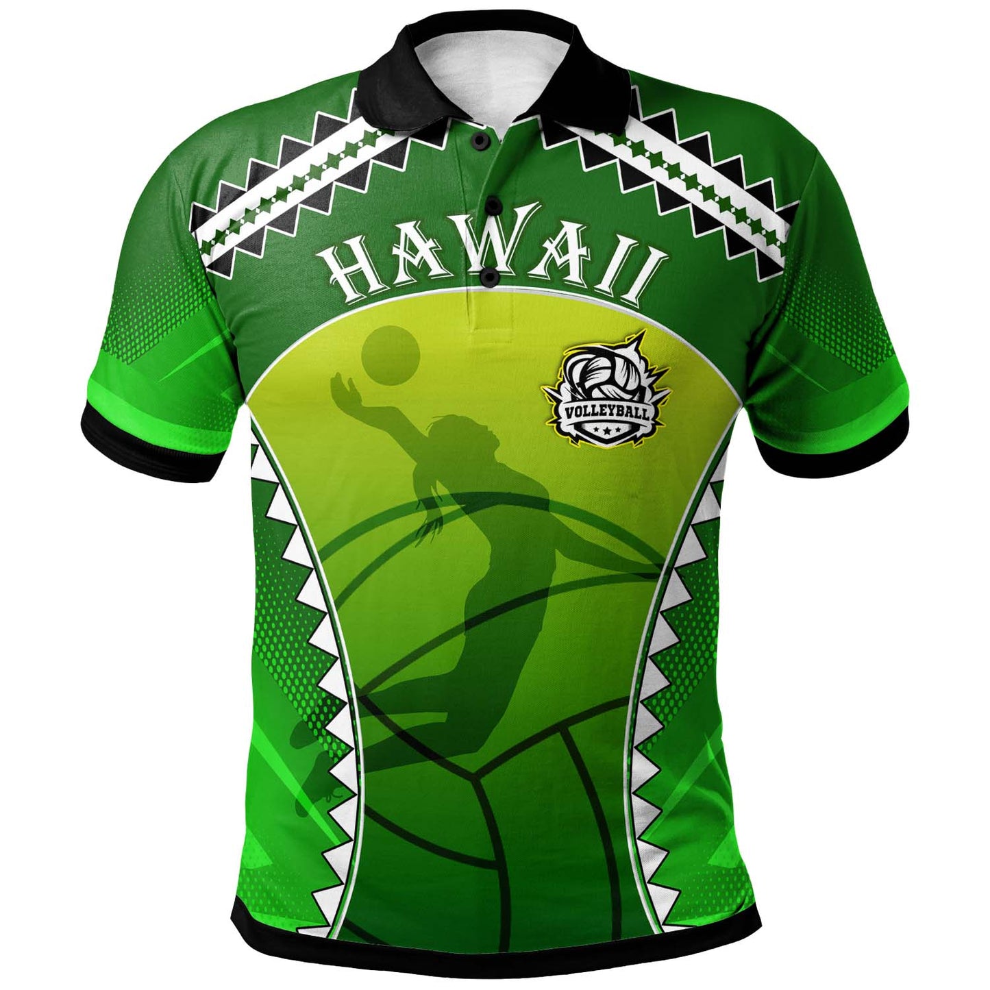 Hawaii Polynesian Polo Shirt - Custom Hawaii Volleyball Team Sport Style Polynesian Polo Shirt