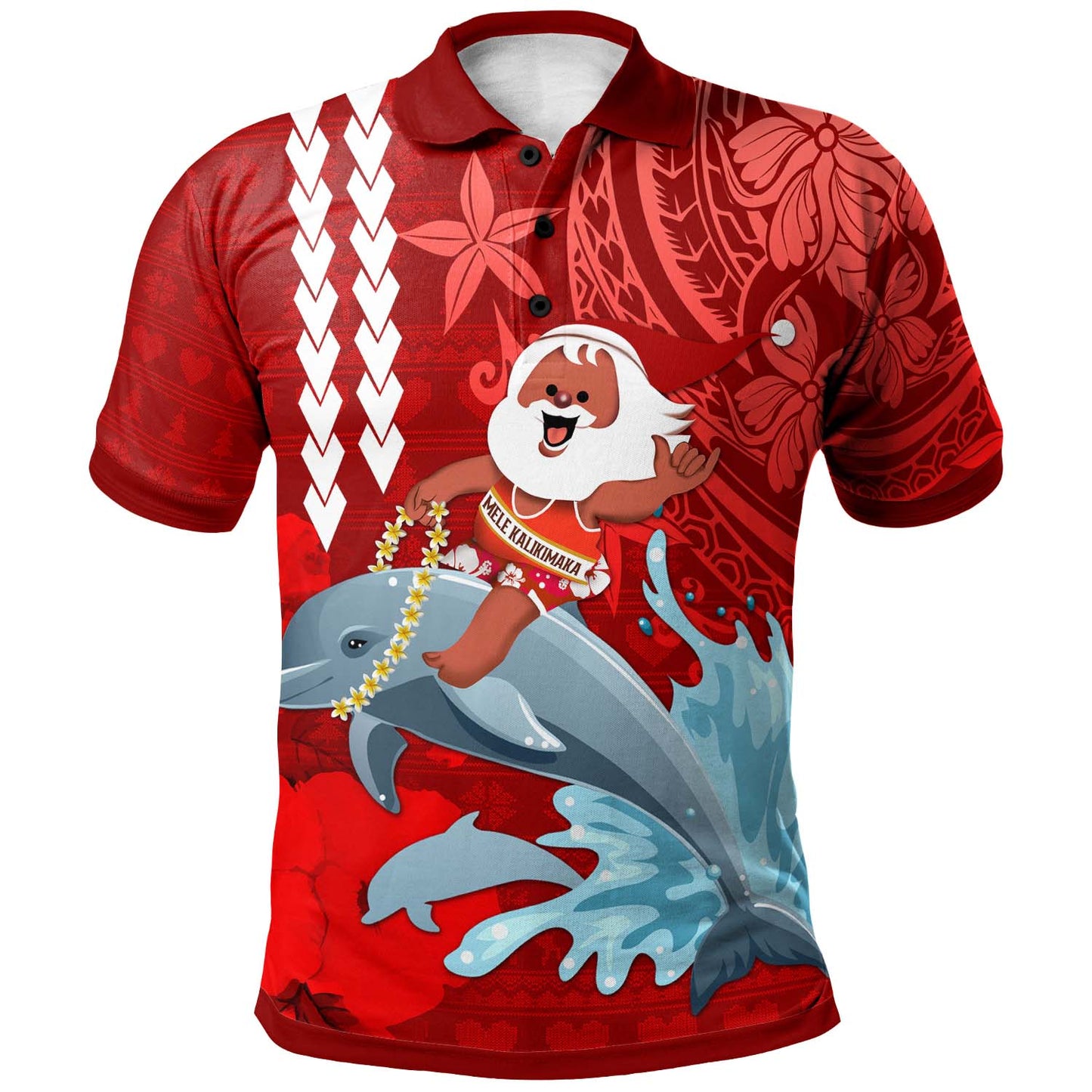 Hawaii Polynesian Christmas Polo Shirt - Custom Polynesian Santa Christmas Ugly Hawaii Polo Shirt