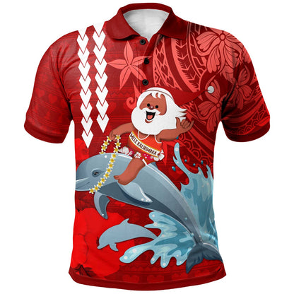 Hawaii Polynesian Christmas Polo Shirt - Custom Polynesian Santa Christmas Ugly Hawaii Polo Shirt