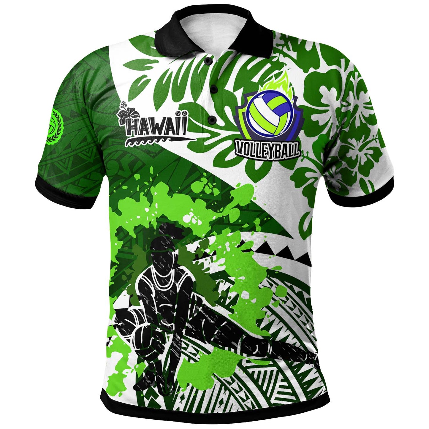 Hawaii Polynesian Polo Shirt - Custom Hawaii Volleyball Team Hibicus Polynesian Polo Shirt