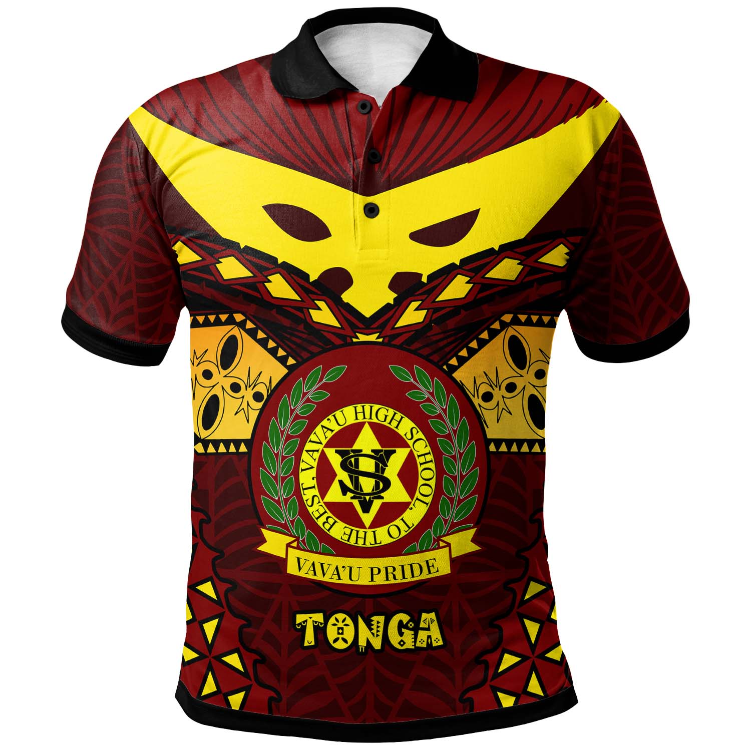 Tonga Custom Polo Shirt - Vava'u High Shool Tonga with Polynesian Patterns