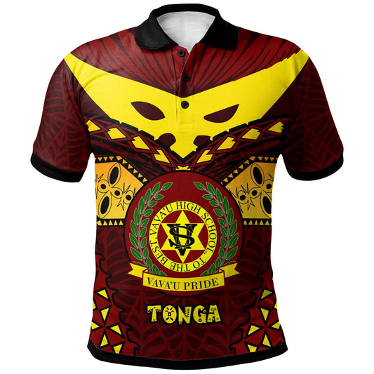 Tonga Custom Polo Shirt - Vava'u High Shool Tonga with Polynesian Patterns