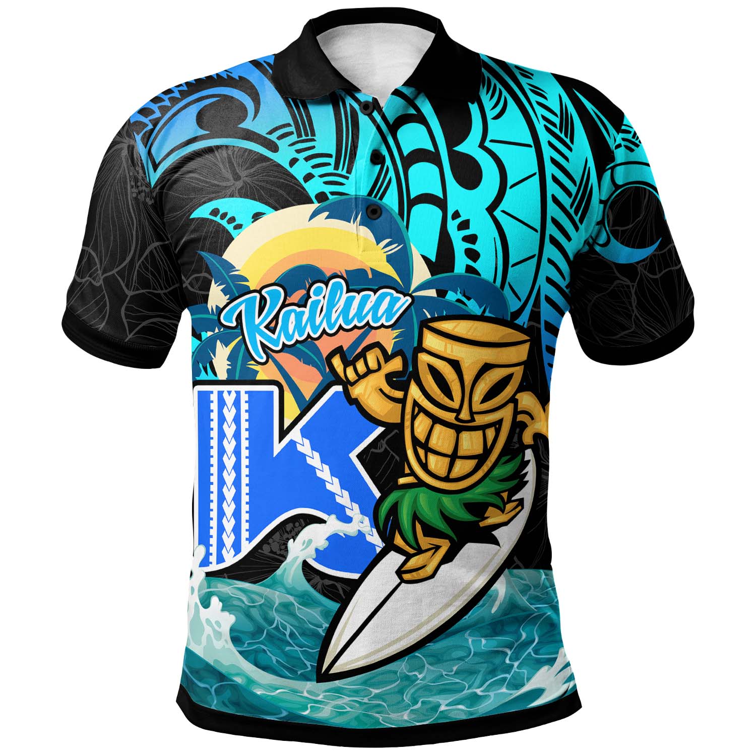 Hawaii Polynesian Polo Shirt - Kailua High School Surfrider Tropical Polynesian Culture Pride