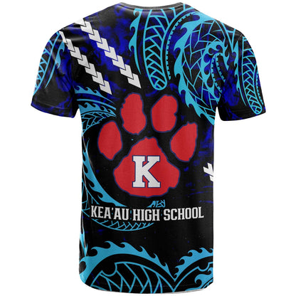 Hawaii Custom T-shirt - Keaau High School Cougars with Polynesian Patterns Galaxy