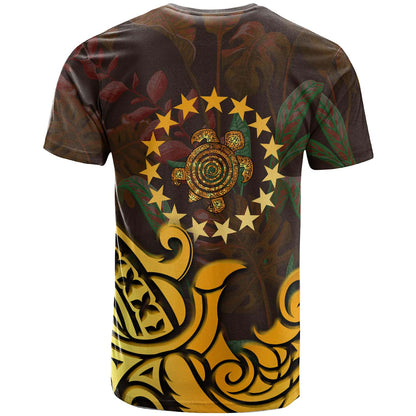 Cook Islands T-shirt - Turtle Gold and Polynesian Pattern Tribal T-shirt