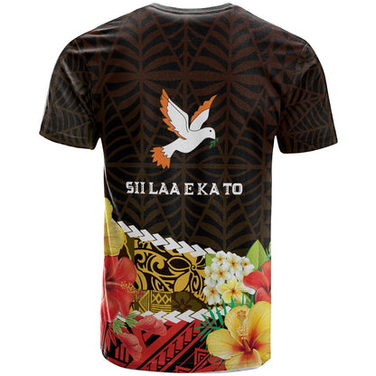 Tonga Custom T-shirt - Tailulu College Polynesian with Flower and Tonga Pattern