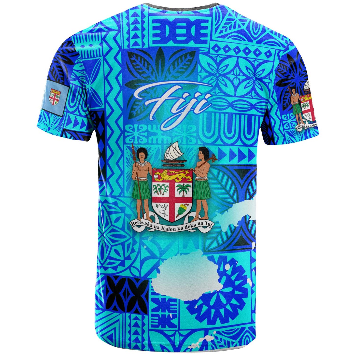Fiji Polynesian T-shirt - Custom Fiji Independence Day with Tapa Patterns and Fiji Map T-shirt