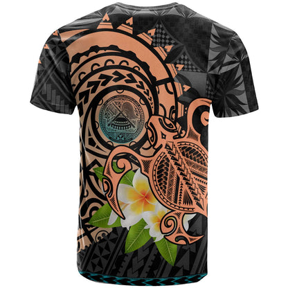 American Samoa T-shirt - Polynesian Culture with Pumeria Flower and Turtle Siapo Patterns