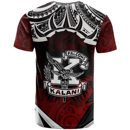 Hawaii Custom T-shirt - Kalani High School Red Falcon Polynesian Pattern Apparel