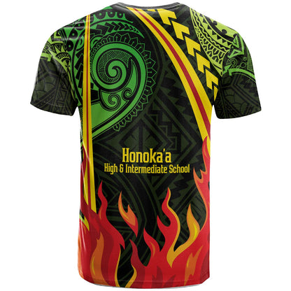 Hawaii Custom T-shirt - Honokaa High and Intermediate Polynesian Pattern Fire