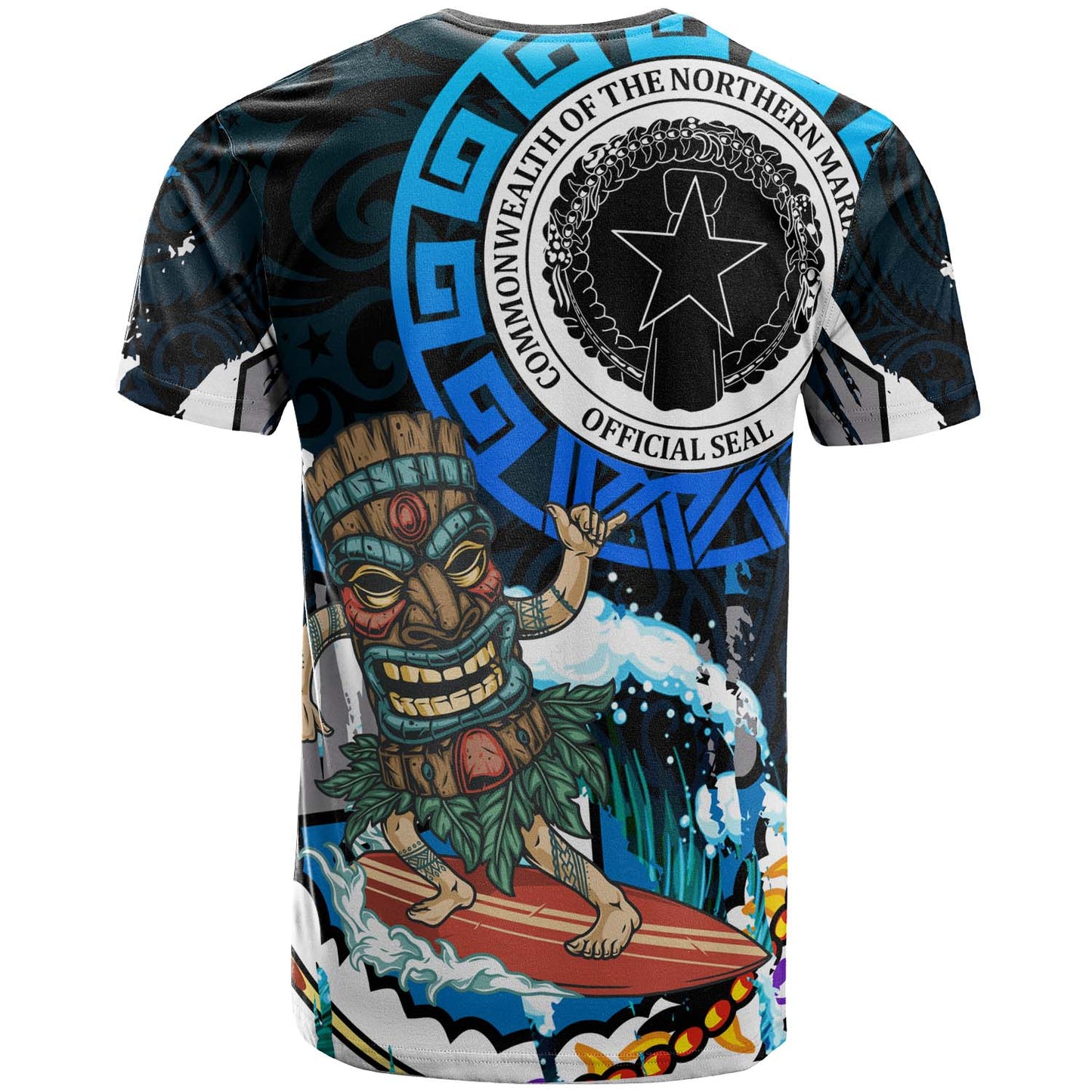 Northern Mariana Islands T-shirt - CNMI Polynesian Culture with Tiki Surf Style